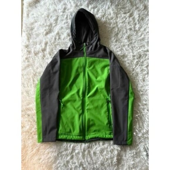 Port Authority Green & Gray Hooded Fleece Jacket L - Picture 1 of 5